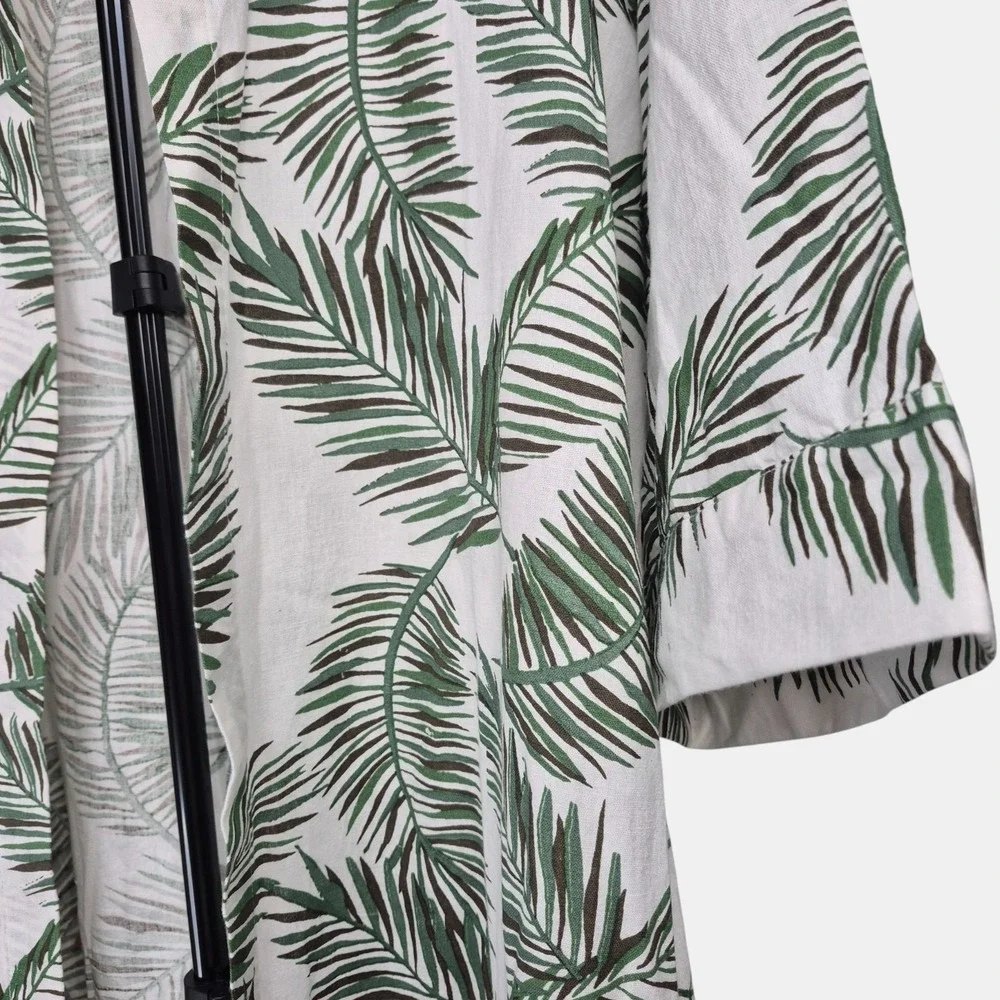 Mirror Image Womens Size S Palm Tropical Leaf Open Swim Cover Tunic Linen Cotton - Picture 4 of 10